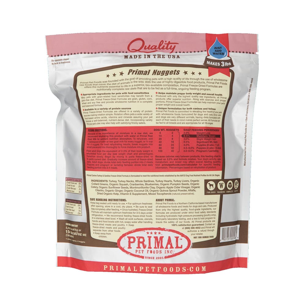Freeze Dried Turkey & Sardine Formula (GF)